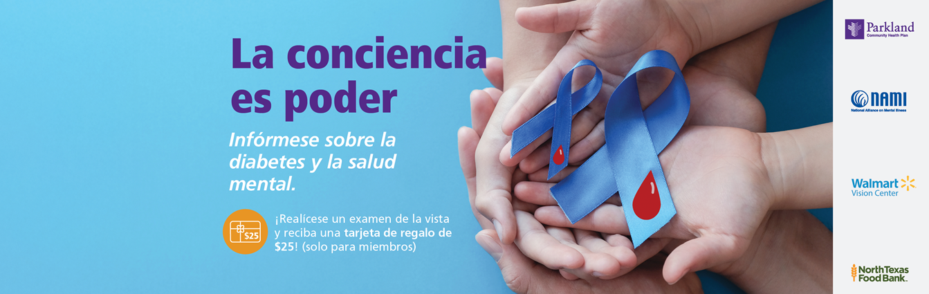 Banner para evento sobre salud mental y diabetes: la conciencia es poder