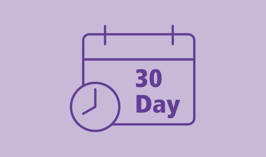 Seguimiento de 30 días de salud de comportamiento  icono - Morado