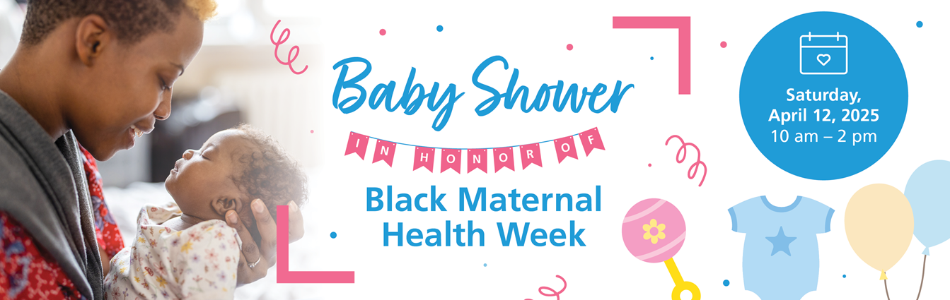 baby shower in honor of black maternal health week banner